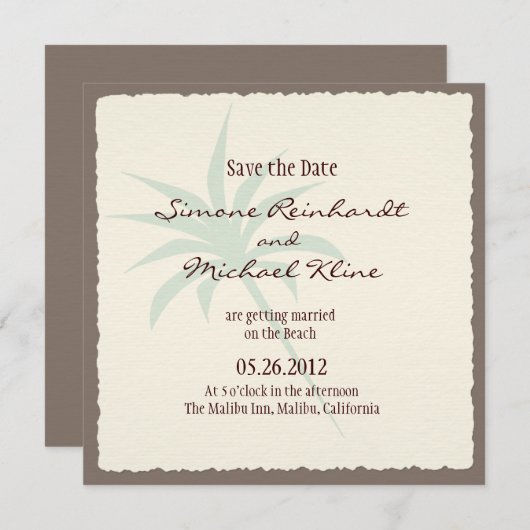 Beach Save the Date with Palm Trees (Voorkant / Achterkant)