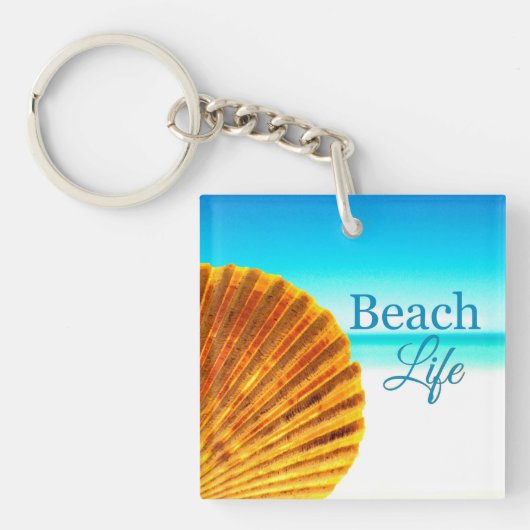 Beach Scallop Seashell Sleutelhanger (voorkant)