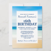Beach Scene 16th Birthday Party Invitation Kaart (Voorkant)