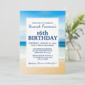 Beach Scene 16th Birthday Party Invitation Kaart (Staand voorkant)