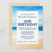 Beach Scene 16th Birthday Party Invitation Kaart (Voorkant / Achterkant)