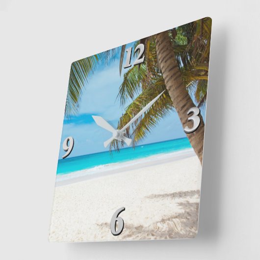 Beach Scene 1 Vierkante Klok (Hoek)