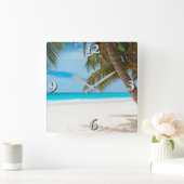 Beach Scene 1 Vierkante Klok (Huis)