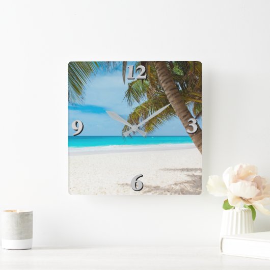 Beach Scene 1 Vierkante Klok (Huis)