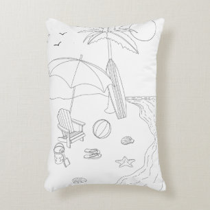 Beach Scene Adult Coloring Pillow Accent Kussen
