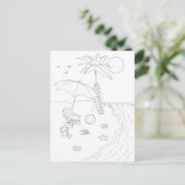 Beach Scene Adult Kleuren Briefkaart (Staand voorkant)