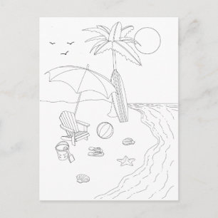 Beach Scene Adult Kleuren Briefkaart