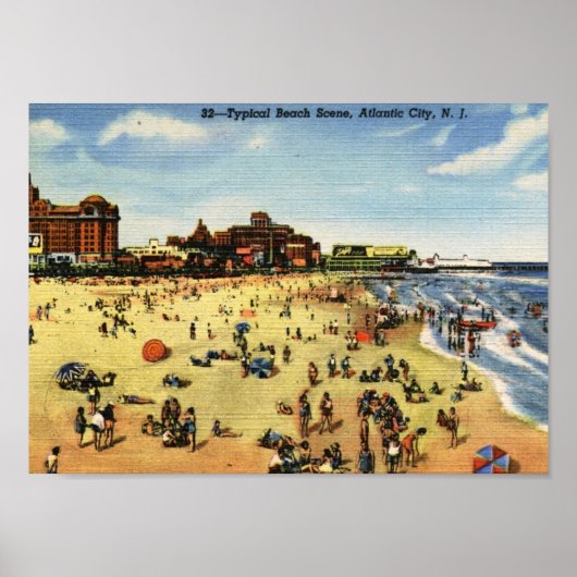 Beach Scene, Atlantic City  Poster (Voorkant)