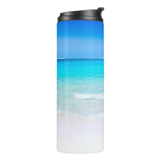 Beach Scene Blue Ocean Sand Drink Thermosbeker (Gedraaid links)