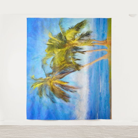 Beach Scene Coconut Palm Trees Zee Scene Wandkleed (Voorkant)
