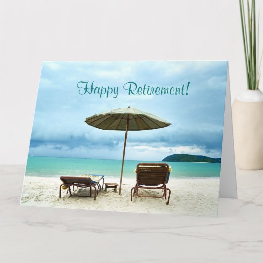 Beach Scene Custom Retirement Kaart (Voorkant)