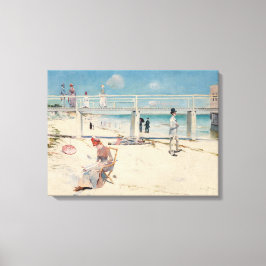 Beach Scene (feestdag bij Mentone) (Australische k Canvas Afdruk