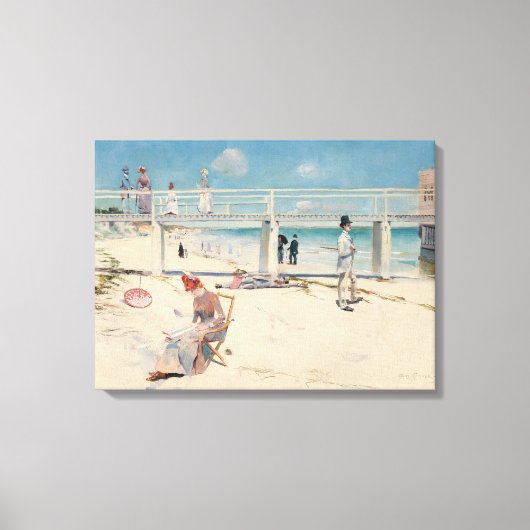 Beach Scene (feestdag bij Mentone) (Australische k Canvas Afdruk (Voorkant)