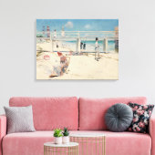 Beach Scene (feestdag bij Mentone) (Australische k Canvas Afdruk (Insitu (Woonkamer))