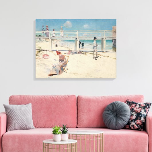 Beach Scene (feestdag bij Mentone) (Australische k Canvas Afdruk (Insitu (Woonkamer))