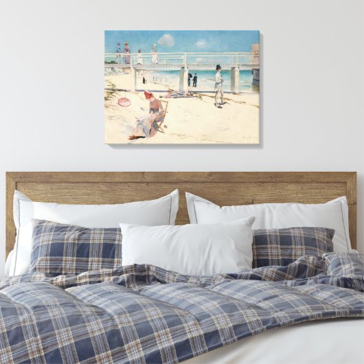 Beach Scene (feestdag bij Mentone) (Australische k Canvas Afdruk (Insitu (Slaapkamer))
