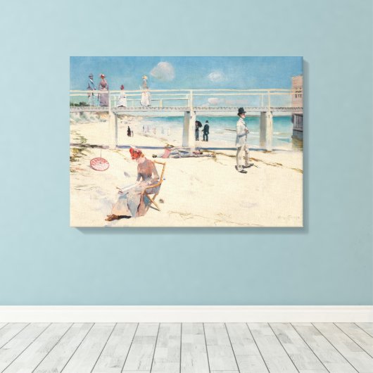 Beach Scene (feestdag bij Mentone) (Australische k Canvas Afdruk (Insitu (Houten vloer))