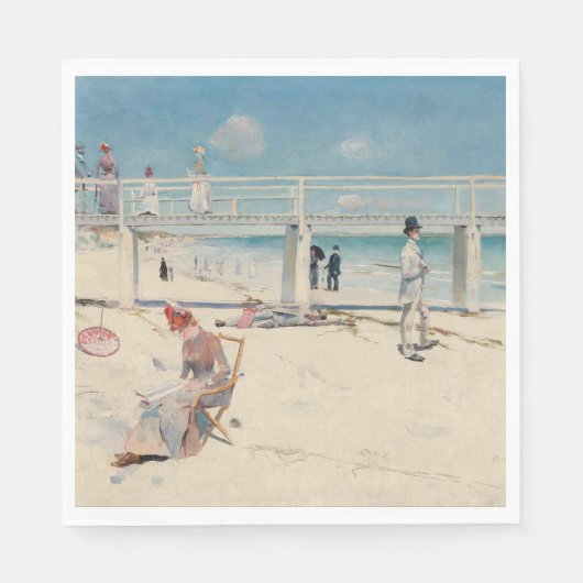 Beach Scene (feestdag bij Mentone) (Australische k Servet (Voorkant)