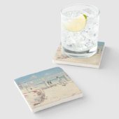 Beach Scene (feestdag bij Mentone) (Australische k Stenen Onderzetter (Zijkant)