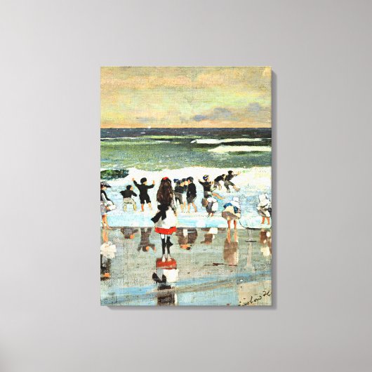 Beach Scene, fijn kunstschilderij,  schilderen Canvas Afdruk (Voorkant)