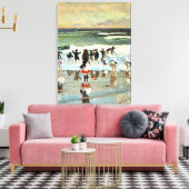 Beach Scene, fijn kunstschilderij,  schilderen Canvas Afdruk (Insitu (Woonkamer))
