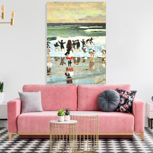 Beach Scene, fijn kunstschilderij,  schilderen Canvas Afdruk (Insitu (Woonkamer))