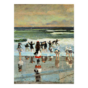 Beach Scene, fijn kunstschilderij,  schilderen Perfect Poster