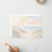 Beach Scene Flat Note Card Notitiekaartje (Voorkant / Achterkant in situ)