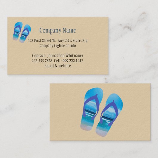 Beach Scene Flip Flop Fun Summer Vacking Art Visitekaartje (Voorkant / Achterkant)