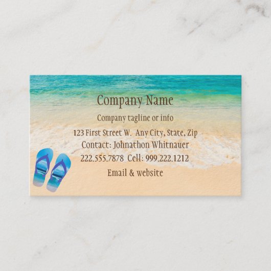 Beach Scene Flip Fun Summer Vacking Art Busi Visitekaartje (Voorkant)