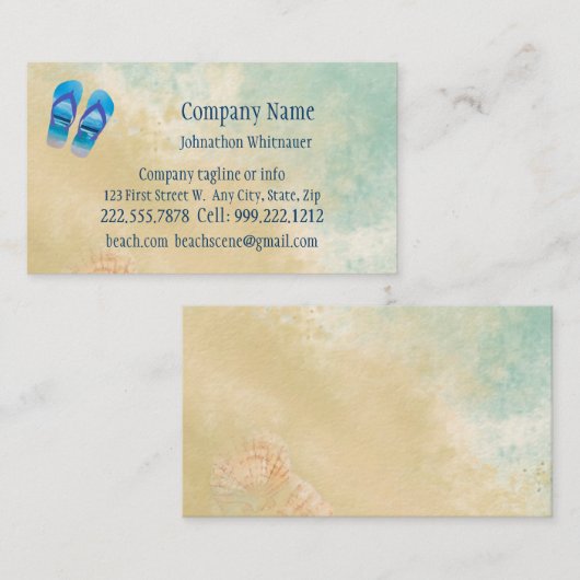 Beach Scene Flip Fun Summer Vacking Art Busi Visitekaartje (Voorkant / Achterkant)