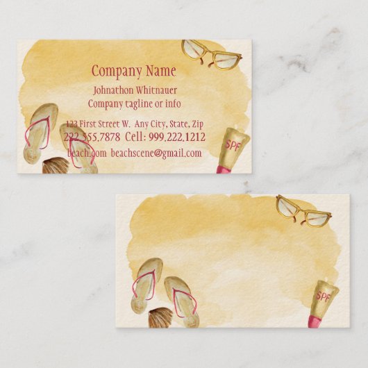 Beach Scene Fun Summer Vacking Art Visitekaartje (Voorkant / Achterkant)