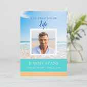 Beach Scene Funeral Memorial Card Kaart (Staand voorkant)