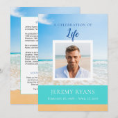 Beach Scene Funeral Memorial Card Kaart (Voorkant / Achterkant)