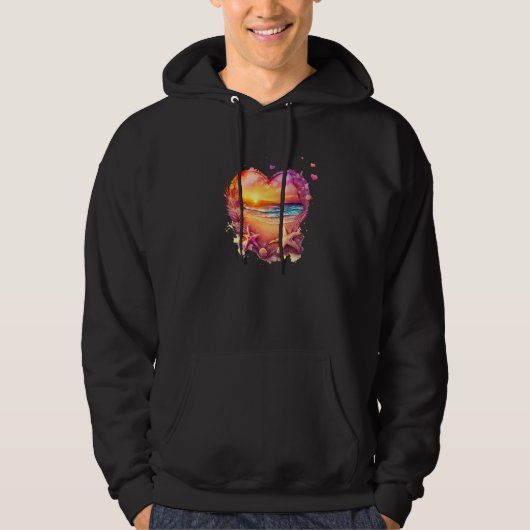 Beach Scene Heart, Beach Lovers, Beach Heart Art G Hoodie (Voorkant)