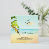 Beach Scene ik naar mijn Happy Place New Address v Aankondiging (Staand voorkant)