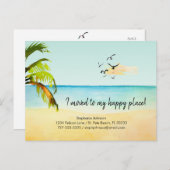 Beach Scene ik naar mijn Happy Place New Address v Aankondigingskaart (Voorkant / Achterkant)