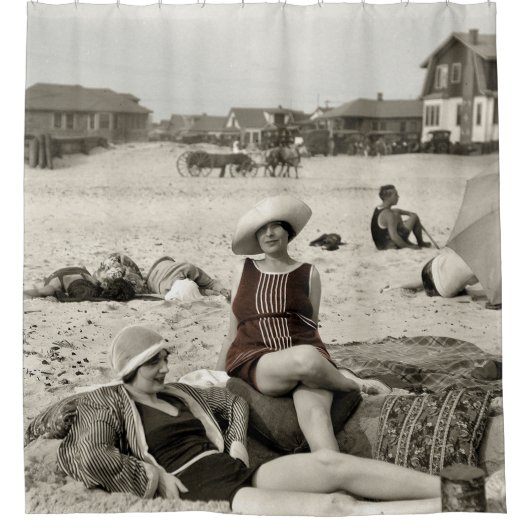  BEACH SCENE - jaren 20 Douchegordijn (Voorkant)