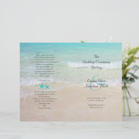 Beach Scene katholieke Ceremony Folded Programme (Staand voorkant)