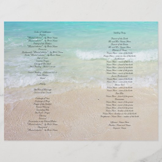 Beach Scene katholieke Ceremony Folded Programme (Achterkant)