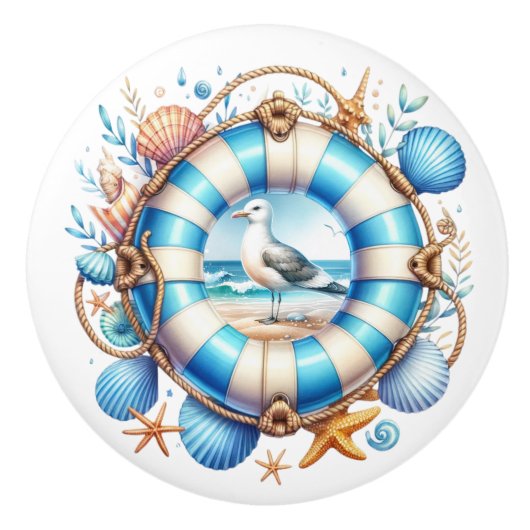 Beach Scene Keramische Knop (Voorkant)