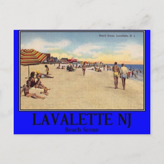 Beach Scene, Lavallette, NJ 1940,  Briefkaart (Voorkant)