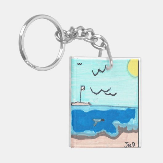 Beach Scene Magnet Sleutelhanger (Voorkant Links)