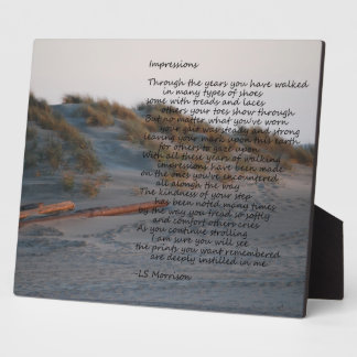 Beach scène met gedicht "Impressions" plaque Fotoplaat