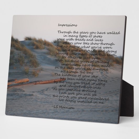 Beach scène met gedicht "Impressions" plaque Fotoplaat (Zijkant)