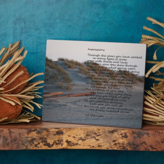 Beach scène met gedicht "Impressions" plaque Fotoplaat (Zijkant)