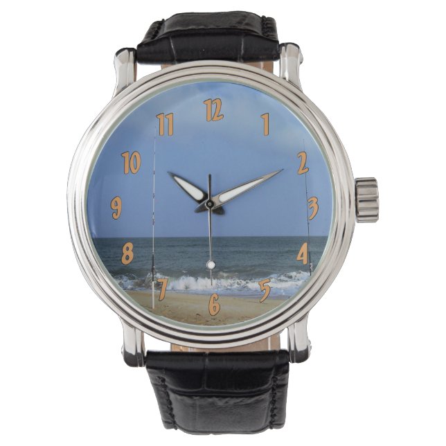 Beach scene met Geviste polen Horloge (Voorkant)