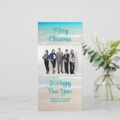 Beach scène met kerstcadeautjes voor Kantoor Feestdagenkaart (Staand voorkant)