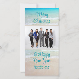 Beach scène met kerstcadeautjes voor Kantoor Feestdagenkaart