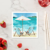 Beach Scene met twee strandstoelen en paraplu's Servet (Insitu)